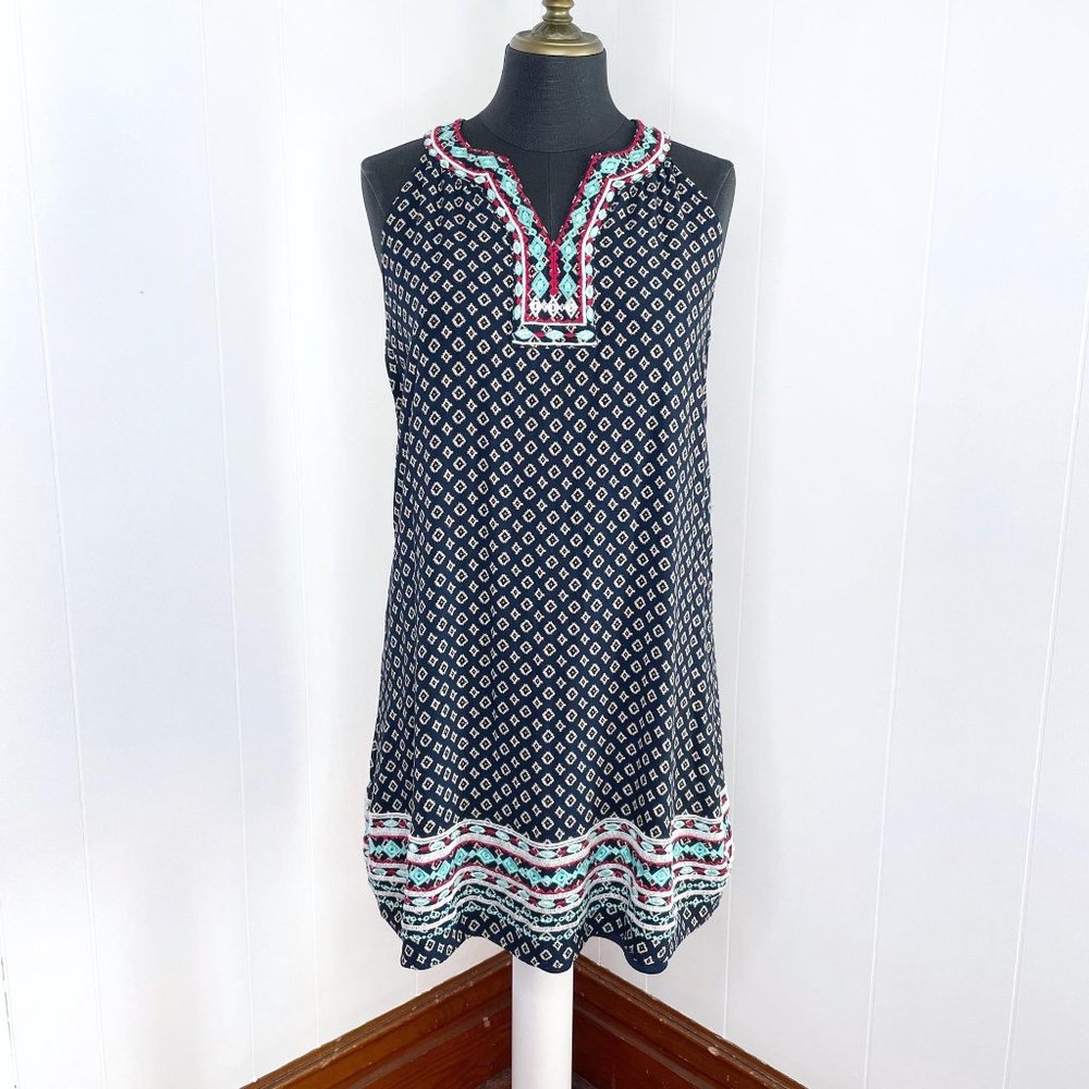 THML Embroidered Smocked Sleeveless Sheath Dress